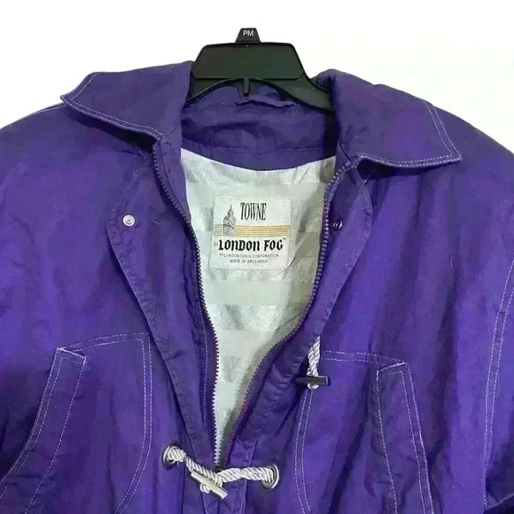Towne by London Fog Women’s Utility Jacket Size S Purple Silver Lightweight Fall - Picture 2 of 13